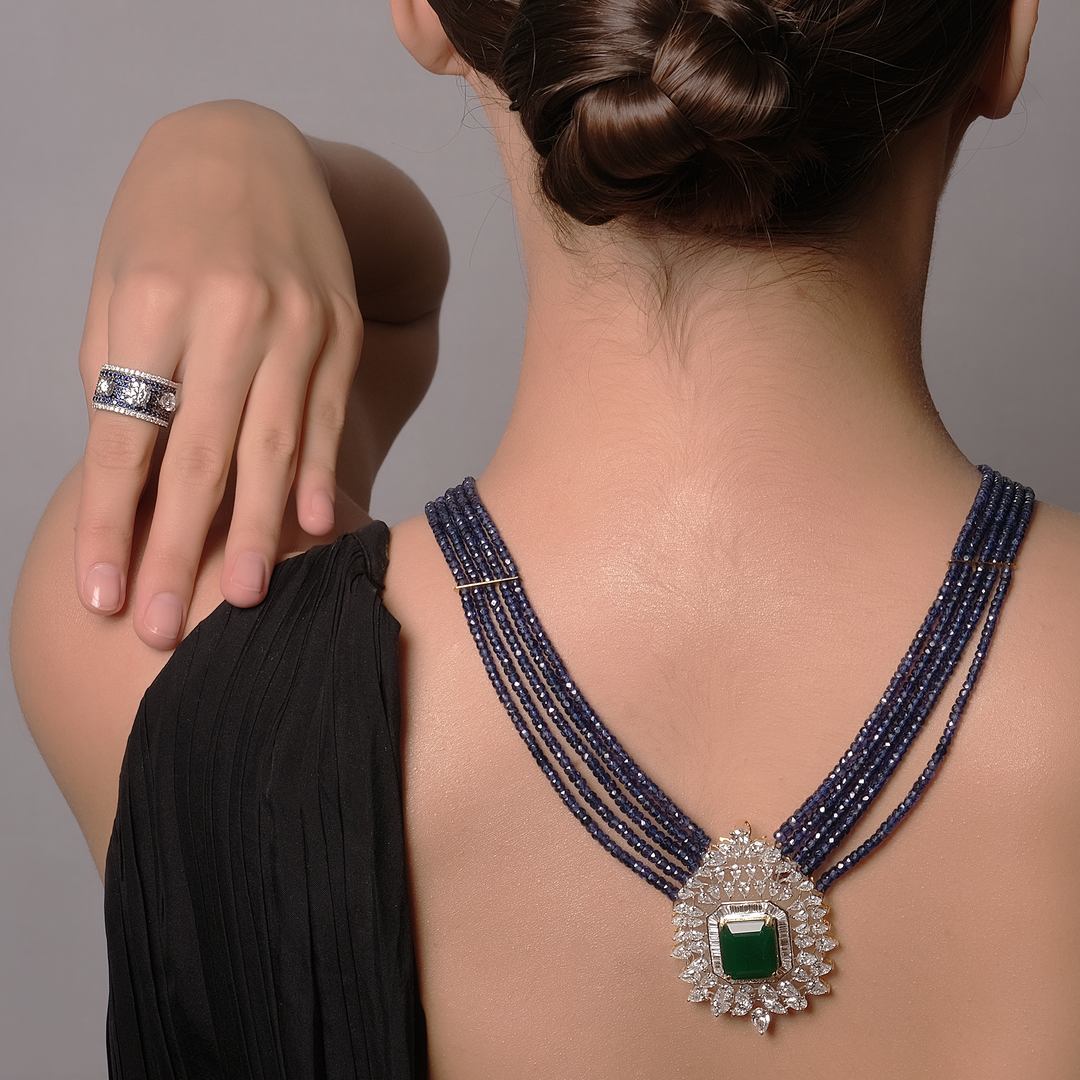 Heavy Emerald Colourstone Neck Piece