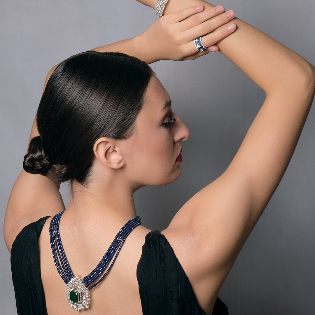 Heavy Emerald Colourstone Neck Piece