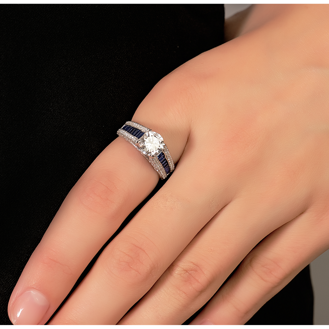 Stunning Lab-Grown Diamond and Color Stone Ring