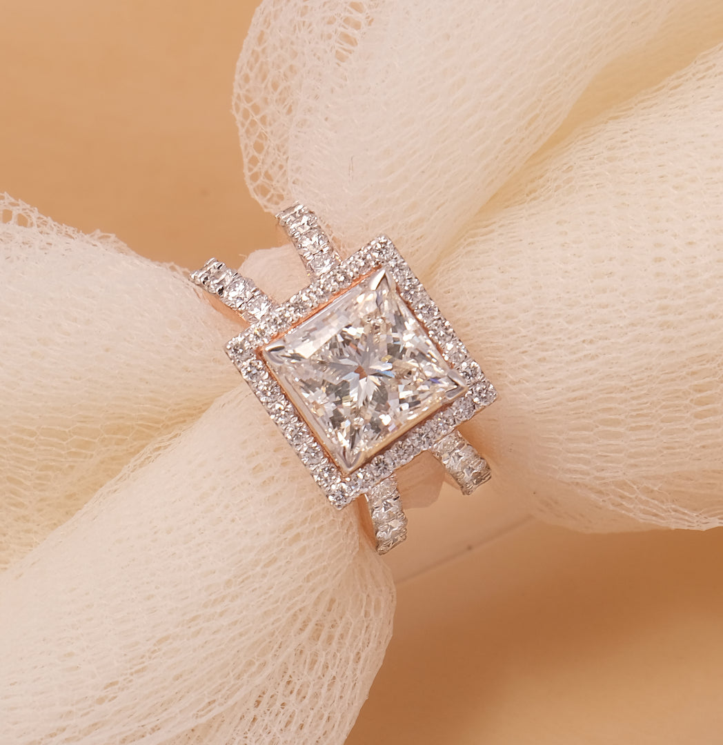 Princess-Cut Halo Ring