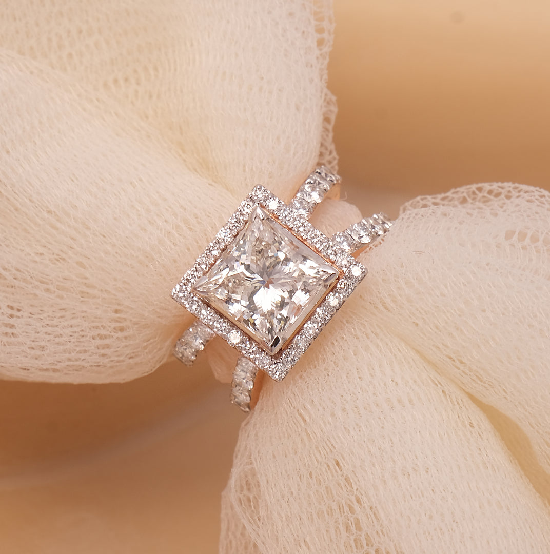 Princess-Cut Halo Ring