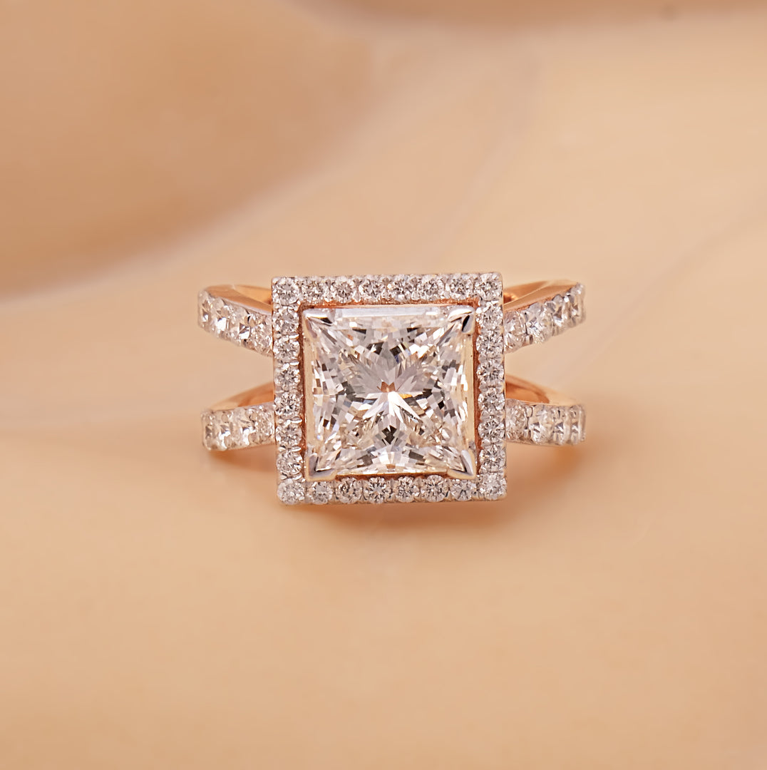 Princess-Cut Halo Ring