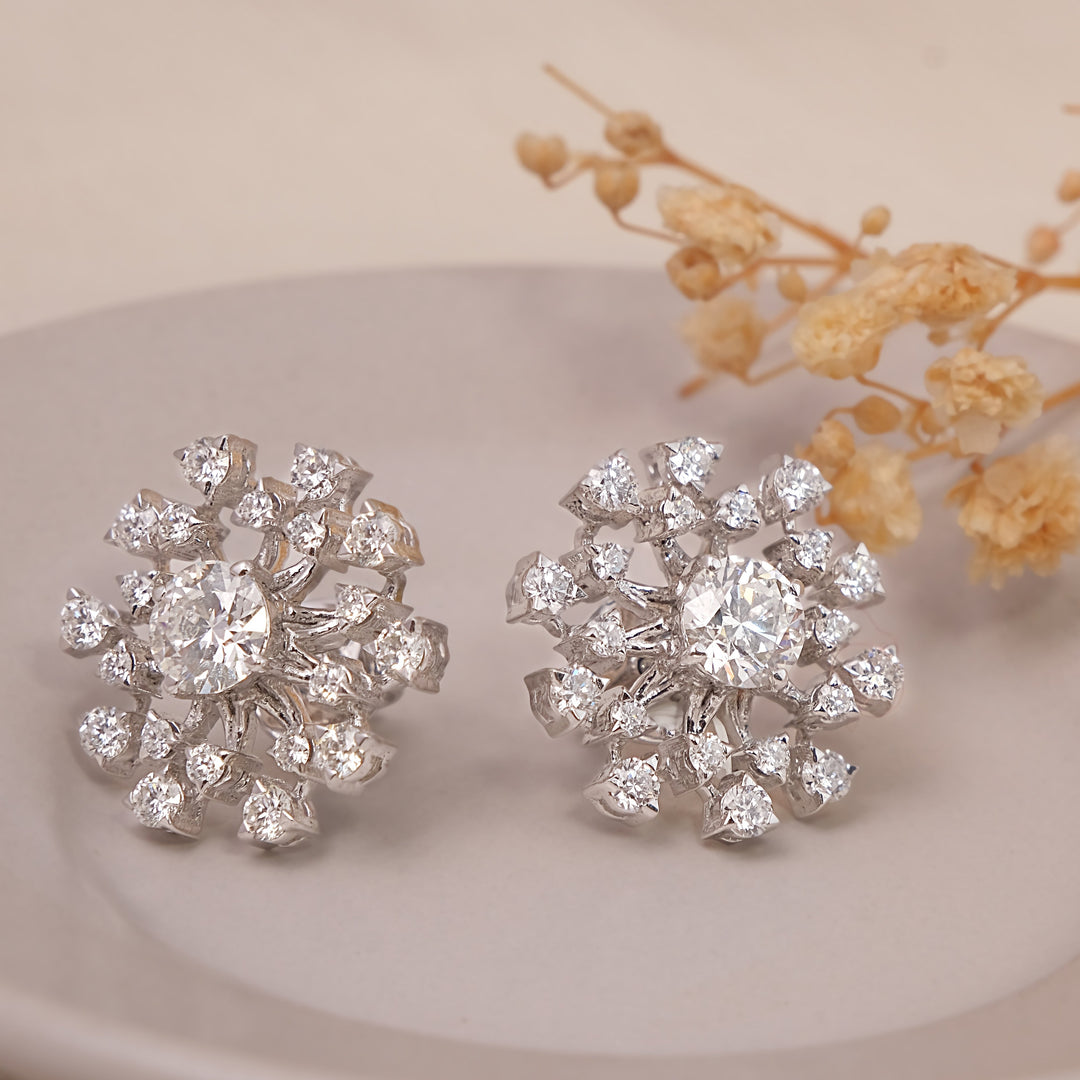 Diamond Cluster Stud Earrings