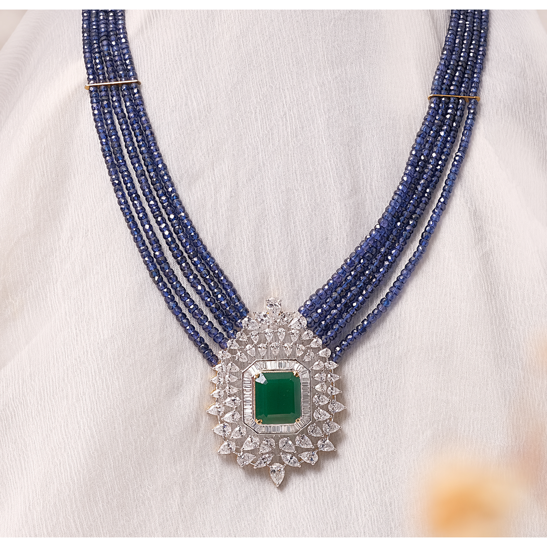 Heavy Emerald Colourstone Neck Piece