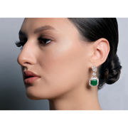 Deep Green Gemstone and Diamond Drop Earrings.