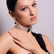 Color Stone Choker Necklace