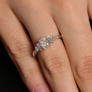 Cushion Cut Ring with Baguette Accents