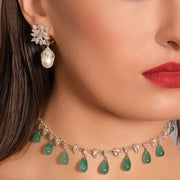 Color Stone Drop Necklace