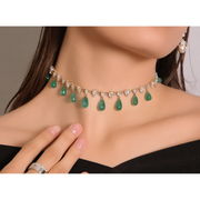 Color Stone Drop Necklace