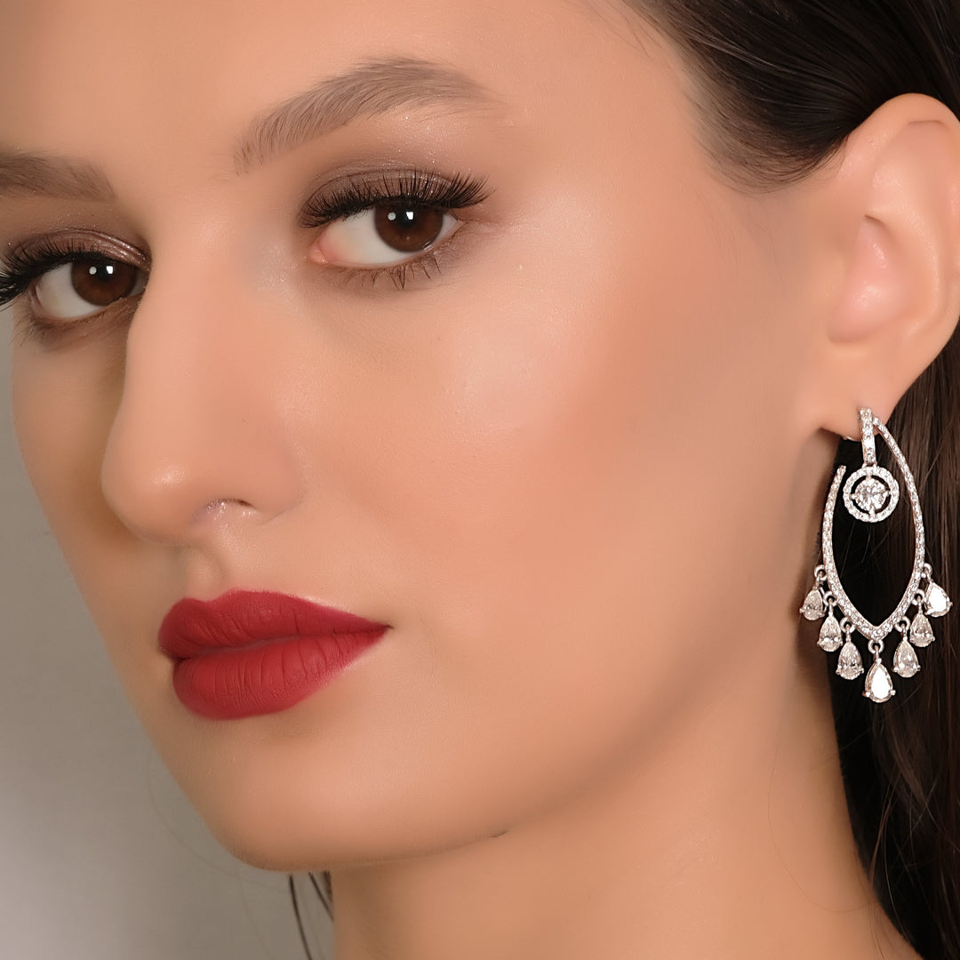 Diamond Teardrop Chandelier Earrings