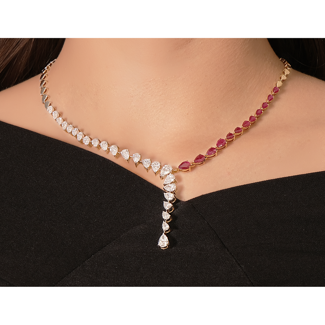 Color Stone Drop Necklace