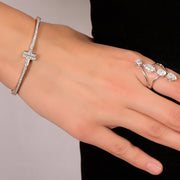 Modern Lab-Grown Diamond Cross Bracelet