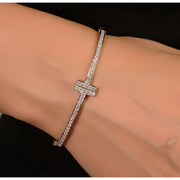 Modern Lab-Grown Diamond Cross Bracelet