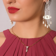 Diamond, Mother-of-Pearl, and Pearl Dangle Earrings