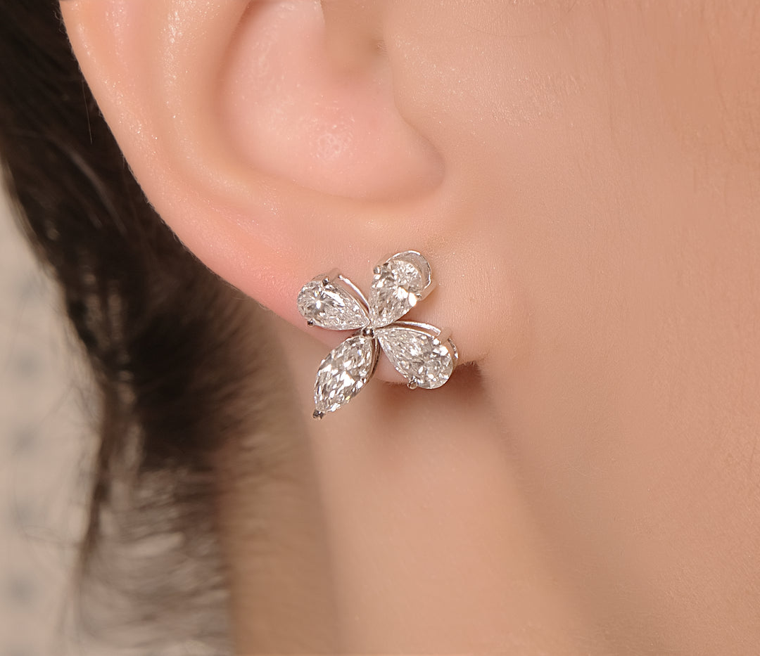Floral Diamond Stud Earrings