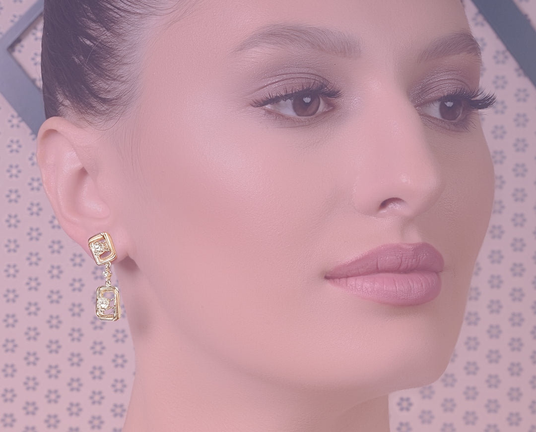 Geometric Diamond Drop Earrings