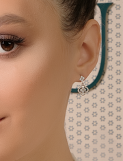 Floral Motif Diamond Drop Earrings