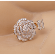 Flower and Emerald-Cut Ring