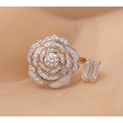 Flower and Emerald-Cut Ring