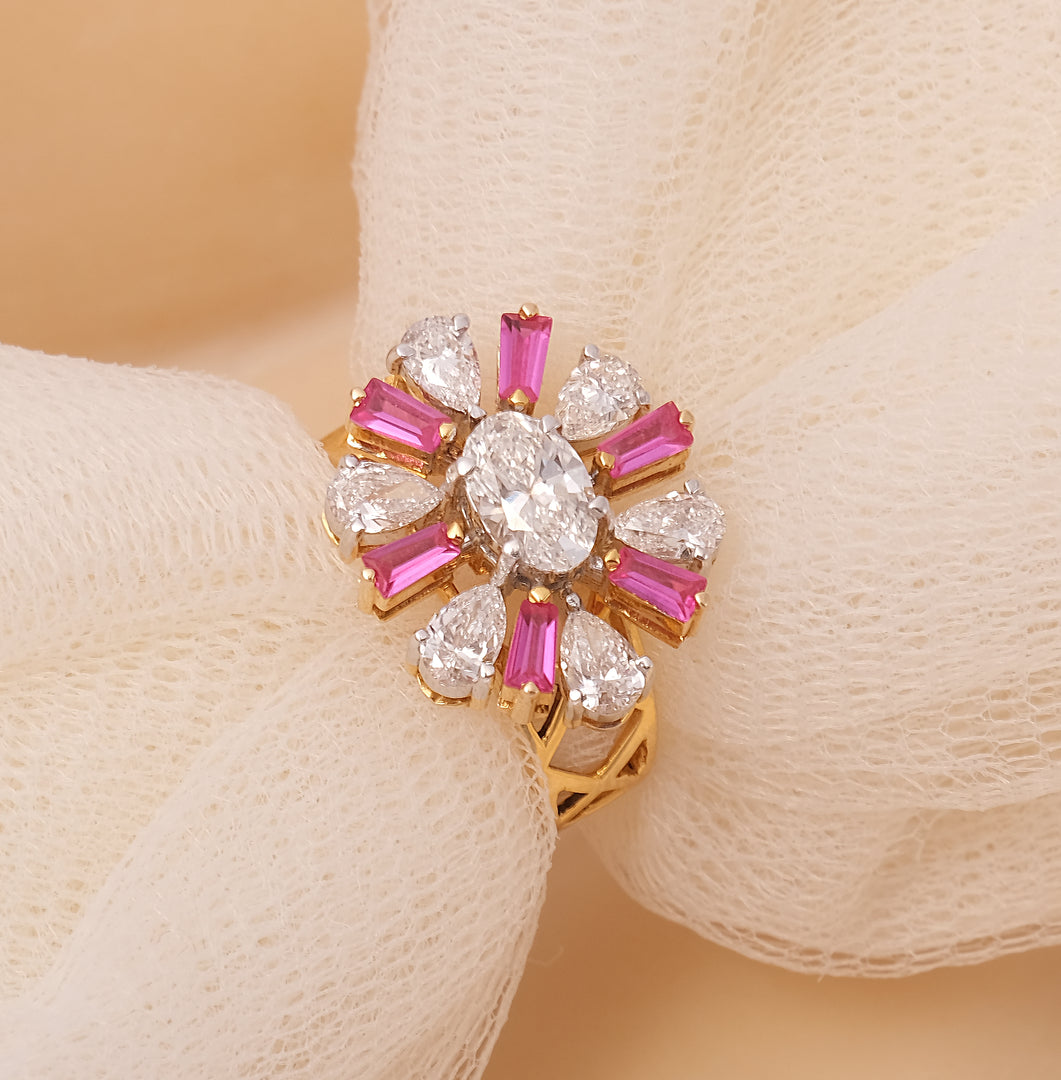 Colored Stone Cluster Ring