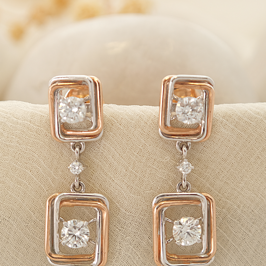 Geometric Diamond Drop Earrings
