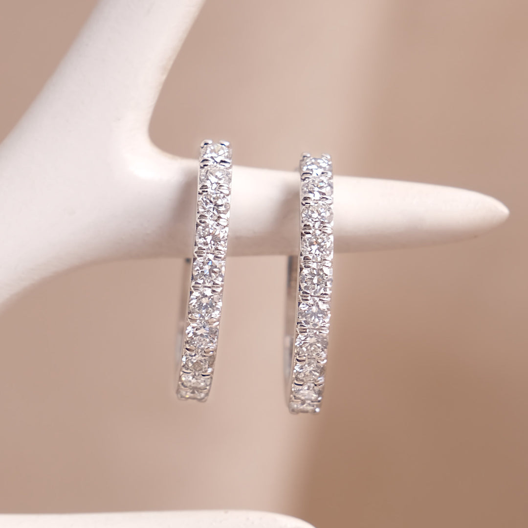 Classic Round-Cut Diamond Hoop Earrings