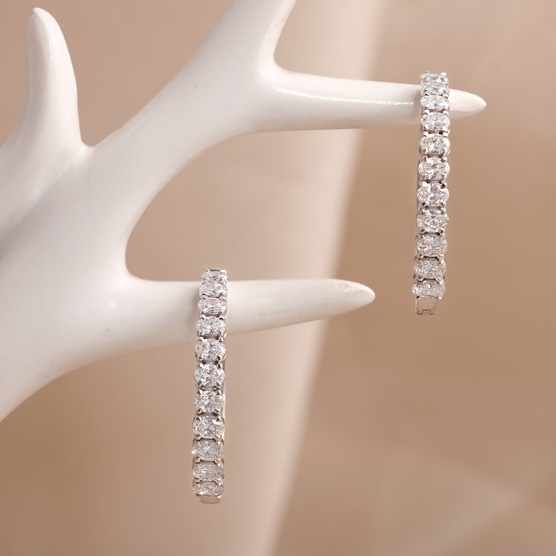 Oval-Cut Diamond Hoop Earrings