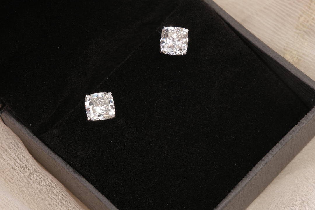 Cushion-Cut Diamond Stud Earrings