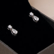 Pear and Round-Cut Diamond Drop Earrings