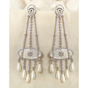 Diamond, Mother-of-Pearl, and Pearl Dangle Earrings
